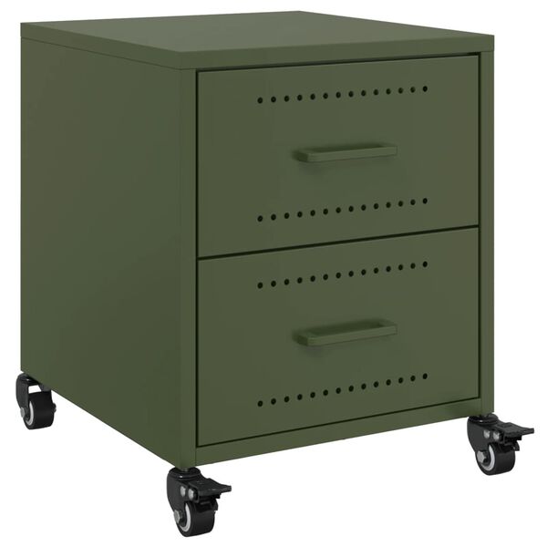 vidaXL Κομοδίνο Πράσινο Λαδί 36x39x43,5 εκ. από Χάλυβα