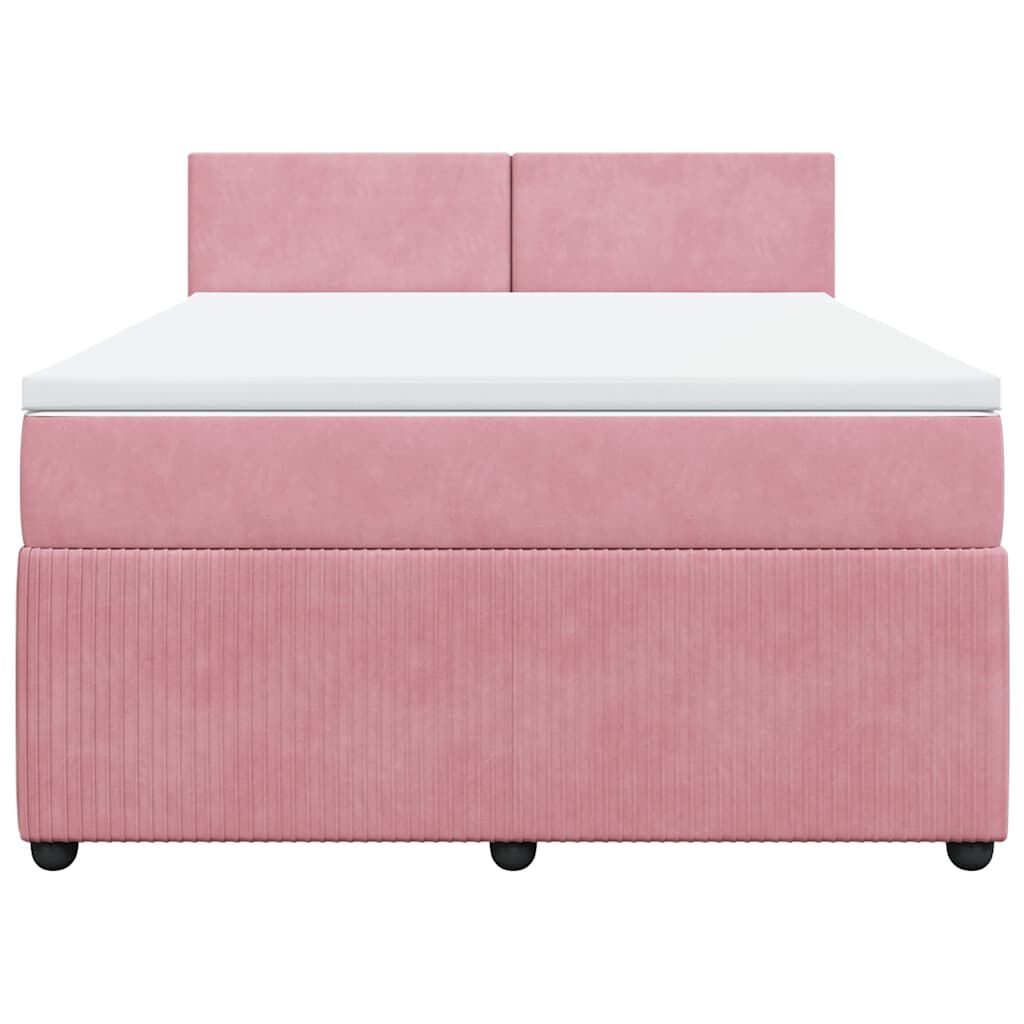 vidaXL Κρεβάτι Boxspring με Στρώμα Ροζ 140x200 εκ. Βελούδινο