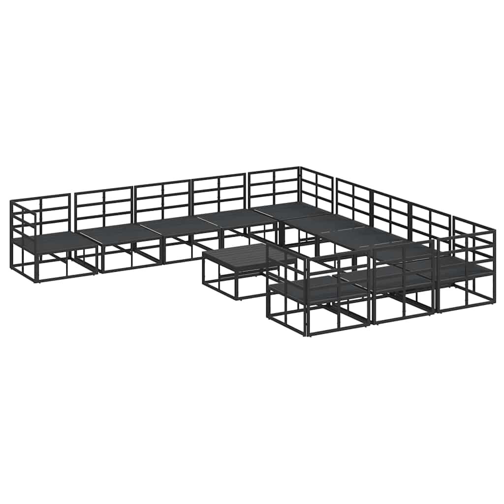 vidaXL Σετ Καναπέ Κήπου με μαξιλάρι 12 pcs Μαύρο Αλουμίνιο