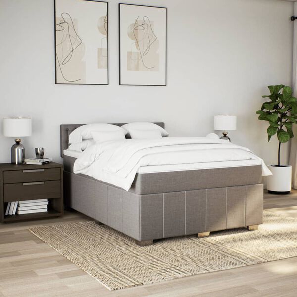 vidaXL &Kappa;&rho;&epsilon;&beta;ά&tau;&iota; Boxspring &mu;&epsilon; &Sigma;&tau;&rho;ώ&mu;&alpha; Taupe 160x200 &epsilon;&kappa;. &Upsilon;&phi;&alpha;&sigma;&mu;ά&tau;&iota;&nu;&omicron;