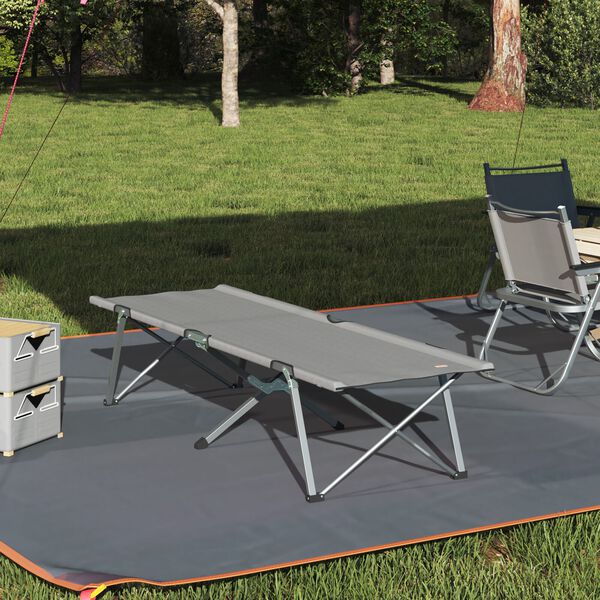 vidaXL Αναδιπλούμενο Κρεβάτι Κάμπινγκ Γκρι 62 x 194 x 42 εκ.