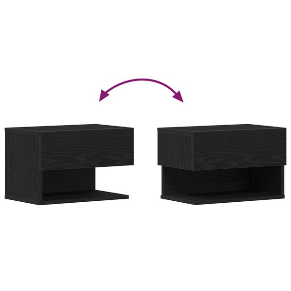 vidaXL Κομοδίνο 2 pcs Μαύρη δρυς 46 x 29.5 x 30 εκ. Επεξεργασμένο ξύλο