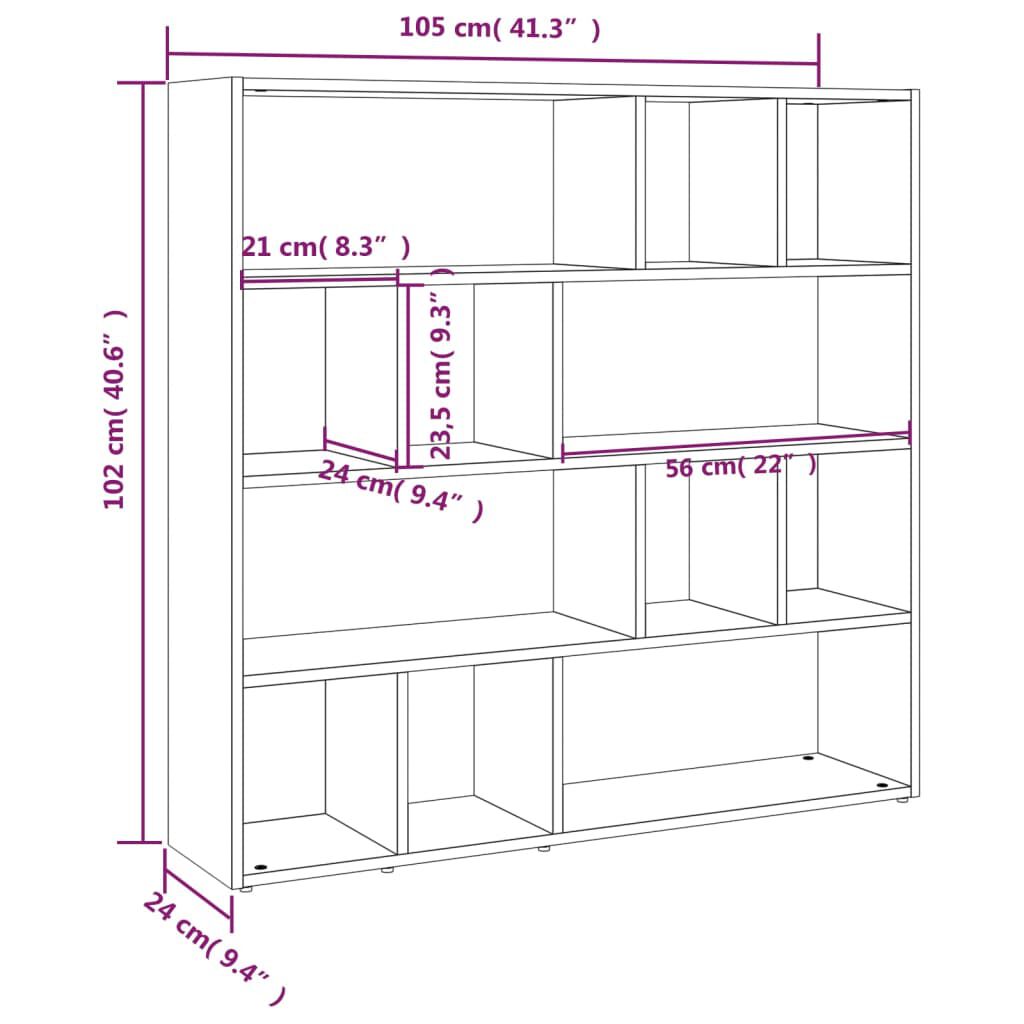 vidaXL Βιβλιοθήκη/Διαχωριστικό Χώρου Γκρι Sonoma 105 x 24 x 102 εκ.