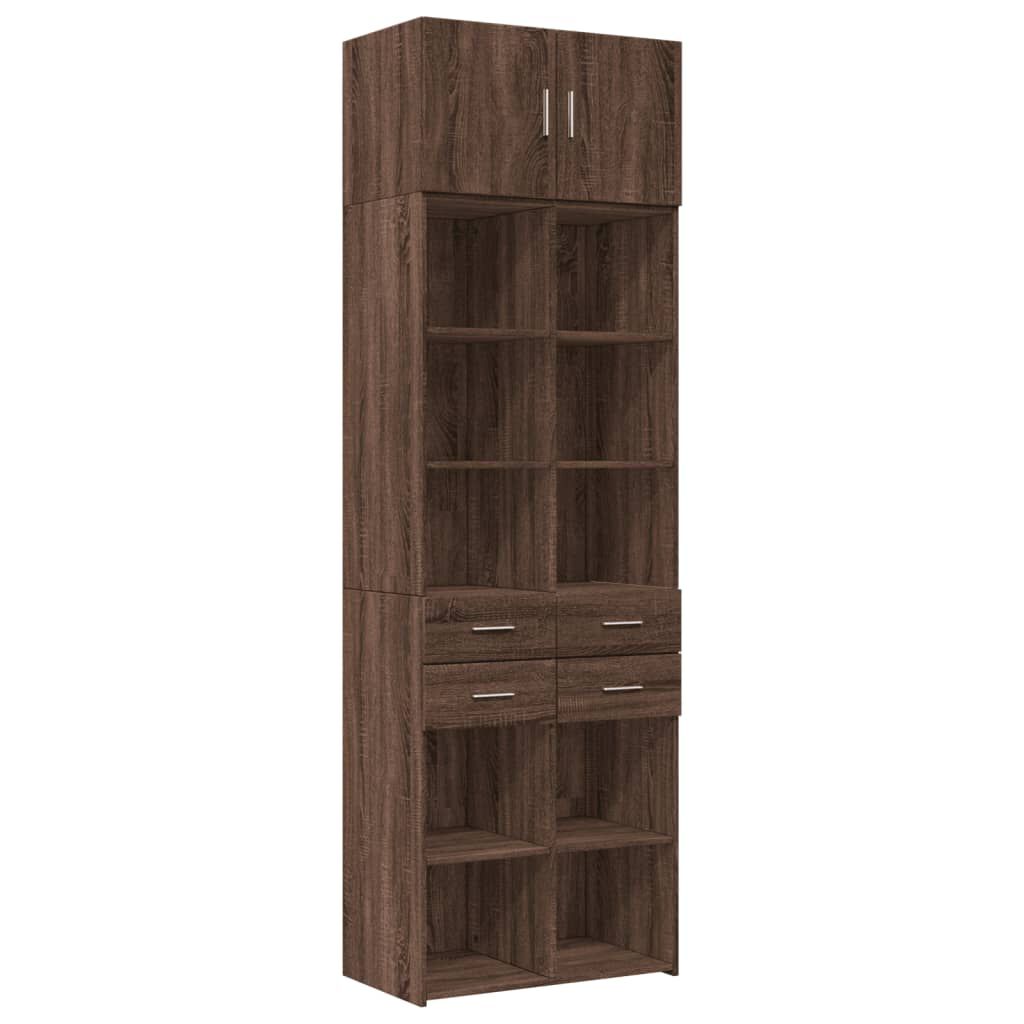 vidaXL Ραφιέρα με Ντουλάπια Καφέ Δρυς 70x42,5x225 εκ. από Επεξ. Ξύλο