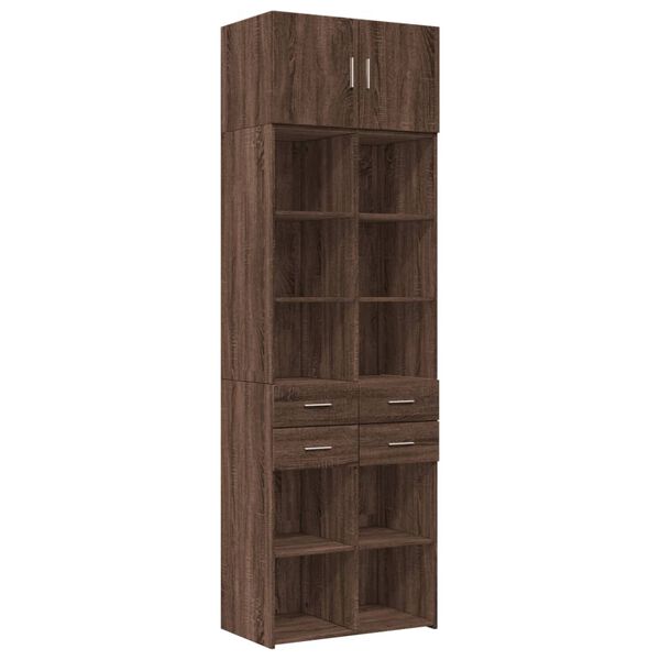 vidaXL Ραφιέρα με Ντουλάπια Καφέ Δρυς 70x42,5x225 εκ. από Επεξ. Ξύλο