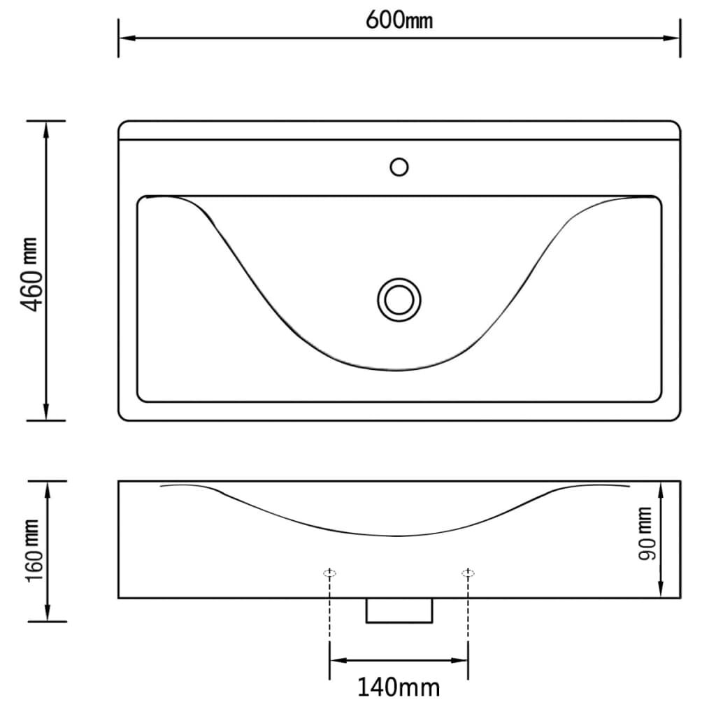 vidaXL Νιπτήρας με Οπή Υπερχείλισης Ασημί 60 x 46 x 16 εκ. Κεραμικός