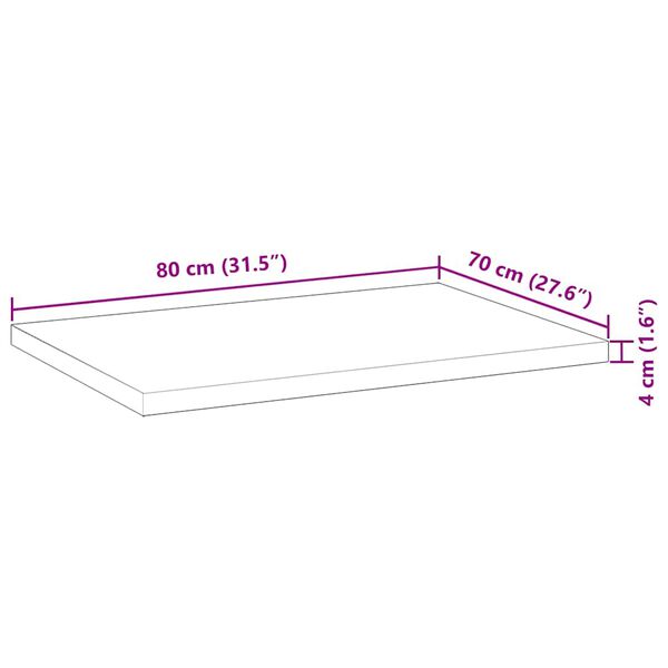 vidaXL Επιφάνεια Γραφείου Ορθογώνια 80x70x4 εκ. Μασίφ Ξύλο Ακακίας
