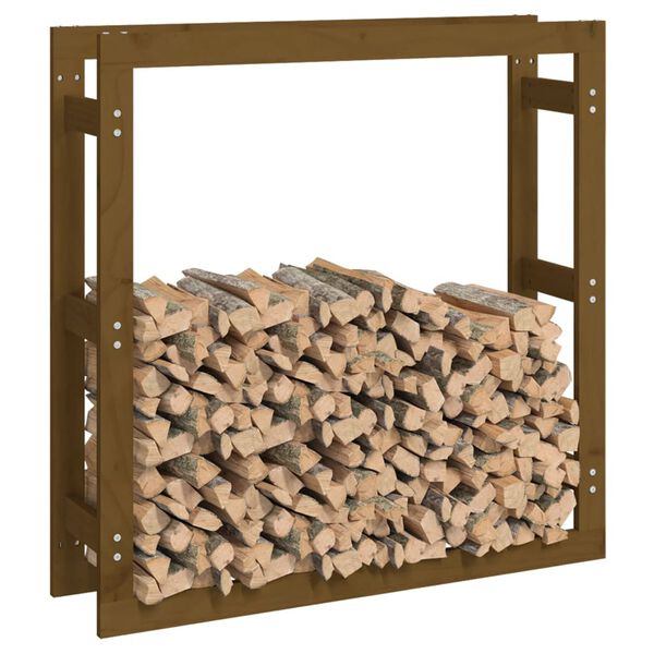 vidaXL Ραφιέρα Καυσόξυλων Καφέ Μελί 100x25x100 εκ. Μασίφ Ξύλο Πεύκου