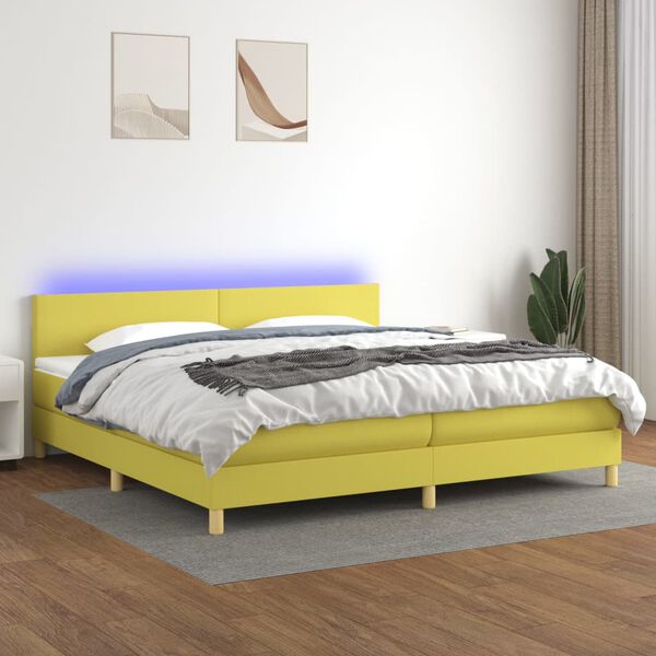 vidaXL &Kappa;&rho;&epsilon;&beta;ά&tau;&iota; Boxspring &mu;&epsilon; &Sigma;&tau;&rho;ώ&mu;&alpha; & LED &Pi;&rho;ά&sigma;&iota;&nu;&omicron; 200x200 &epsilon;&kappa; &Upsilon;&phi;&alpha;&sigma;&mu;ά&tau;&iota;&nu;&omicron;