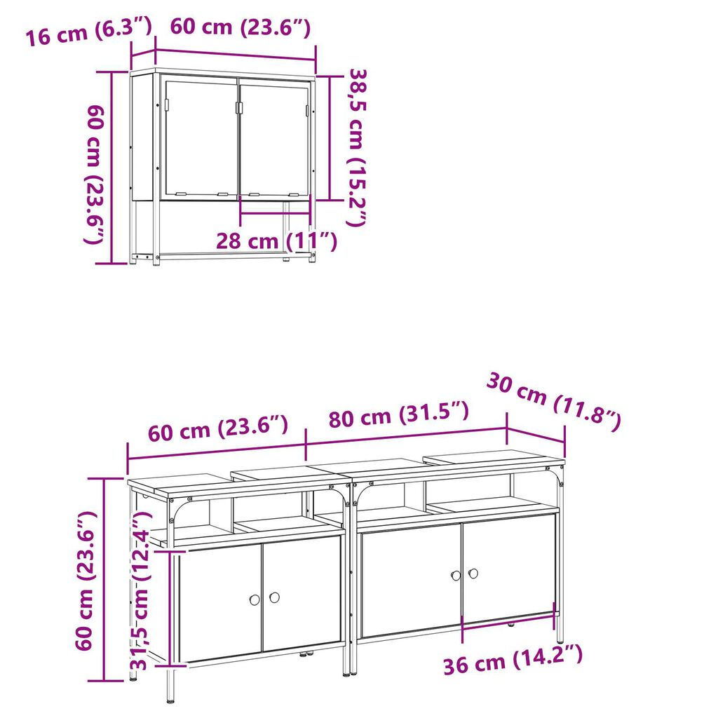 vidaXL Ντουλάπι Νιπτήρα Sonoma Oak 80x30x60 cm Επεξεργασμένο Ξύλο