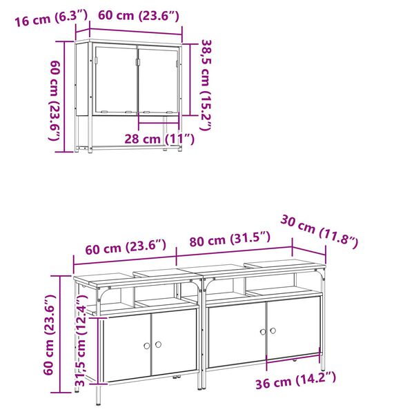 vidaXL Ντουλάπι Νιπτήρα Sonoma Oak 80x30x60 cm Επεξεργασμένο Ξύλο