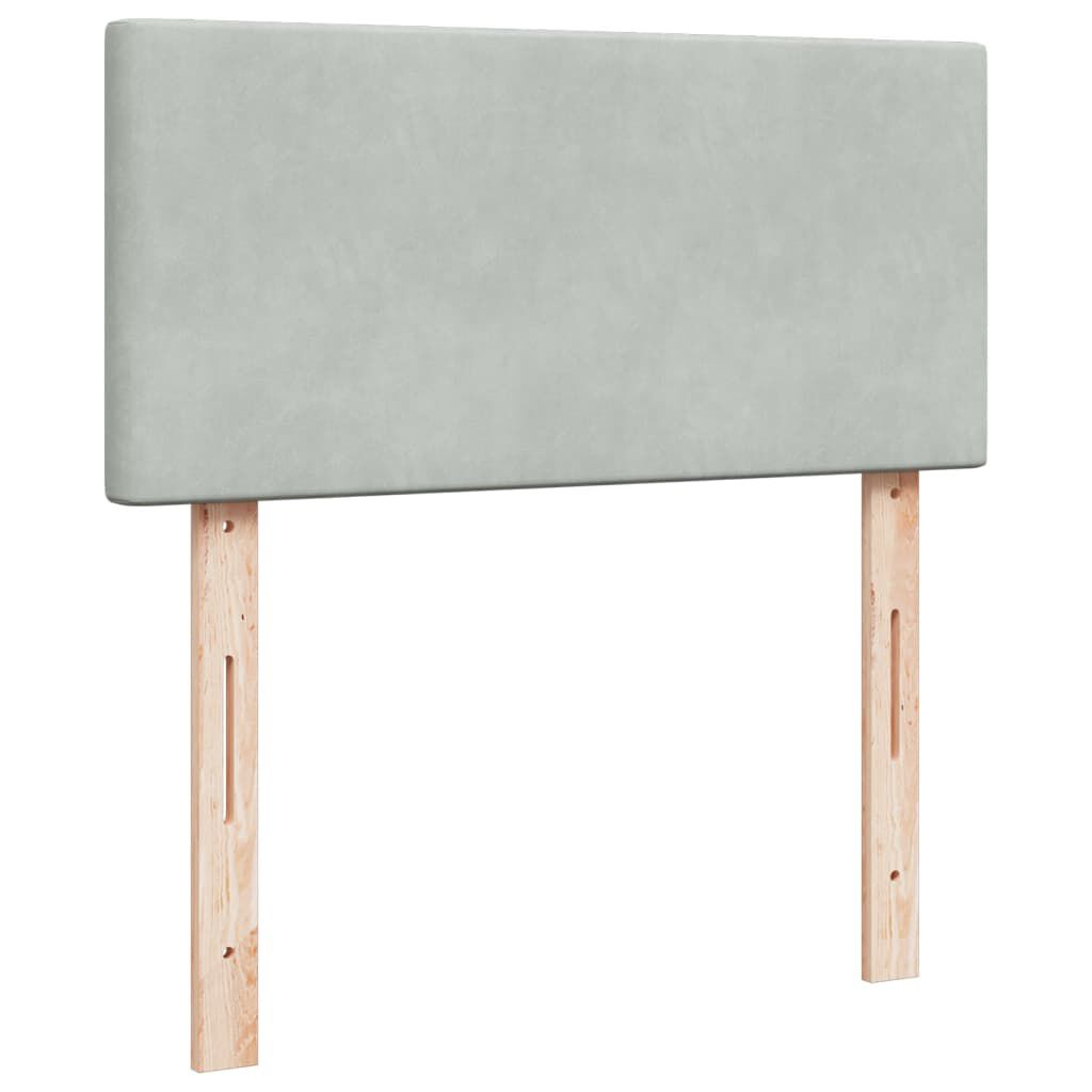 vidaXL Κρεβάτι Boxspring με Στρώμα Ανοιχτό Γκρι 90x200 εκ. Βελούδινο
