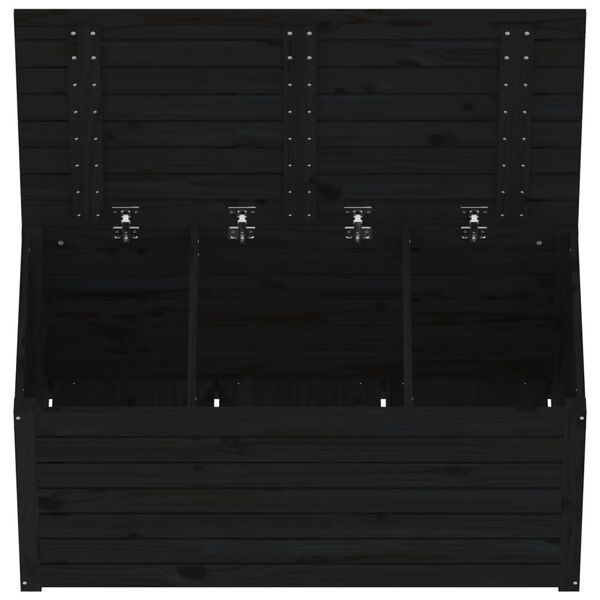 vidaXL Μπαούλο Κήπου Μαύρο 101 x 50,5 x 46,5 εκ από Μασίφ Ξύλο Πεύκου