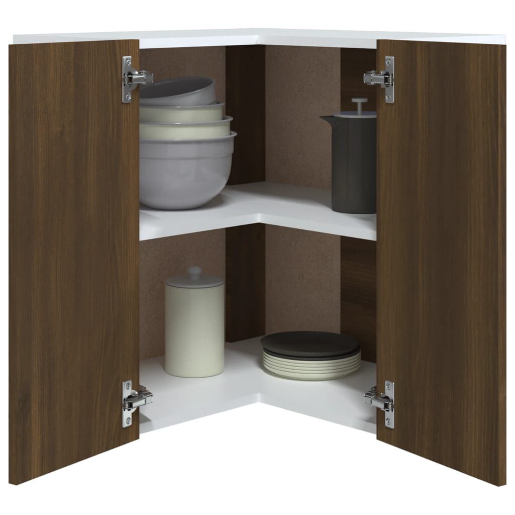vidaXL Ντουλάπι Κρεμαστό Γωνιακό Lyon Καφέ Δρυς 57x57x60εκ. Επεξ. Ξύλο