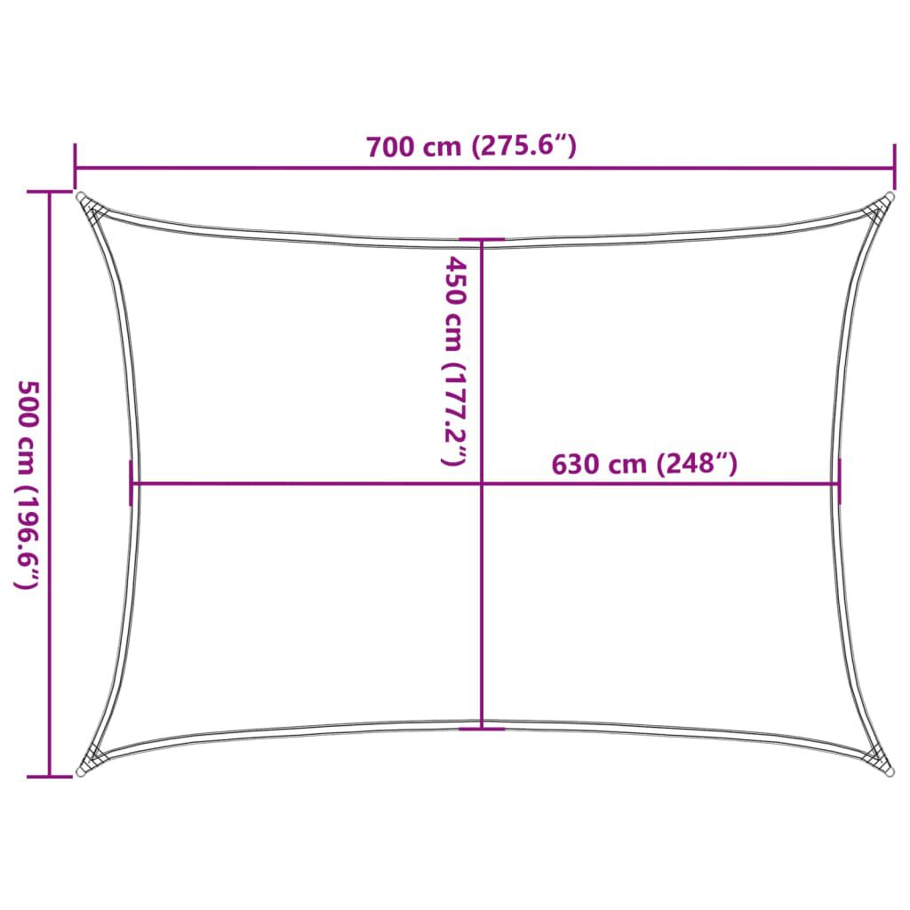 vidaXL Πανί Σκίασης Καφέ 5 x 7 μ. από HDPE 160 γρ./μ²