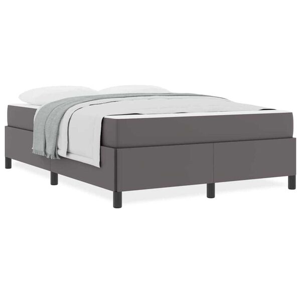 vidaXL Σκελετός κρεβατιού με στρώμα Γκρι 140 x 190 cm Τεχνητό δέρμα