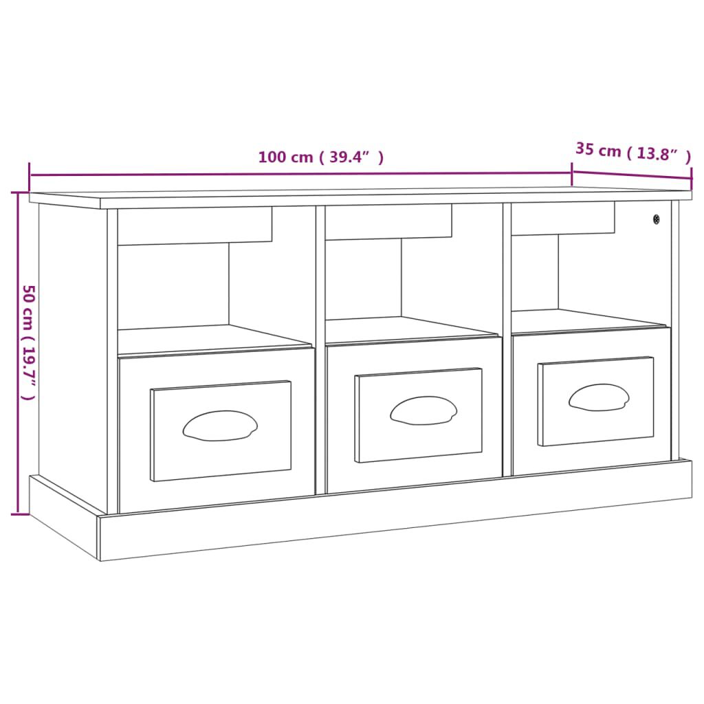 vidaXL Έπιπλο Τηλεόρασης Γκρι Σκυροδέματος 100x35x50 εκ. Επεξ. Ξύλο
