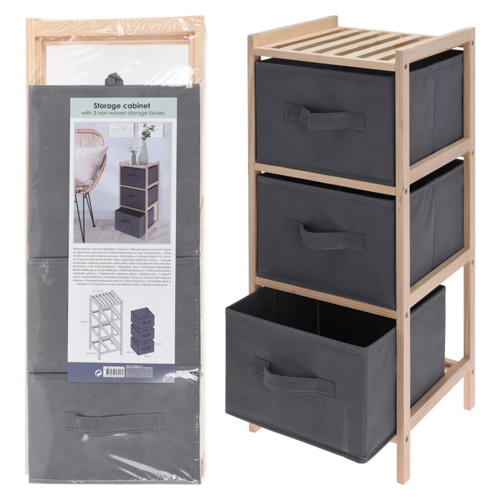 H&S Collection Αποθηκευτικό Ντουλάπι με 3 Κουτιά Αποθήκευσης Σκ. Γκρι