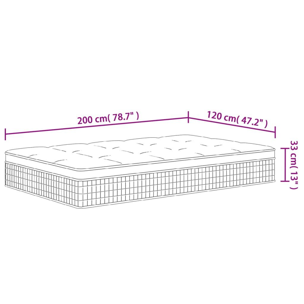 vidaXL Στρώμα με Pocket Springs Μεσαία Plus Σκληρότητα 120x200 εκ.