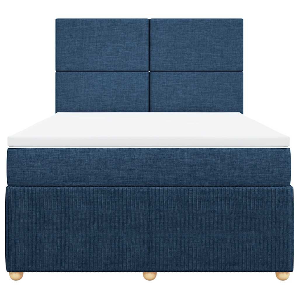 vidaXL Κρεβάτι Boxspring με Στρώμα Μπλε 140x200 εκ. Υφασμάτινο