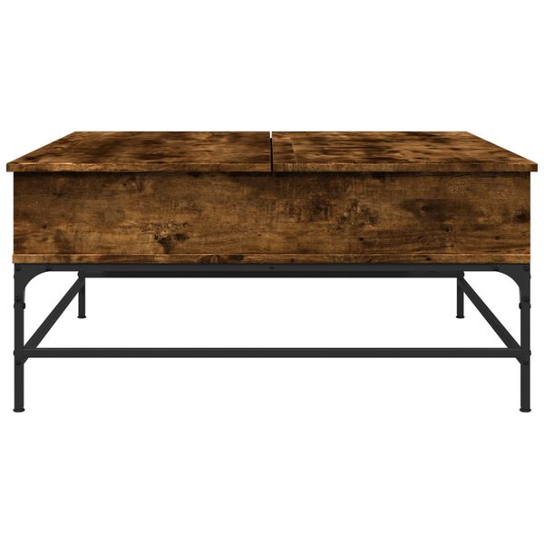 vidaXL Τραπεζάκι Σαλονιού Καπνιστή Δρυς 95x95x45 εκ. Επ. Ξύλο&Μέταλλο
