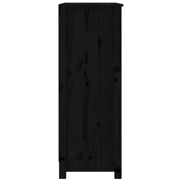 vidaXL Βιβλιοθήκη Μαύρη 80x35x97 εκ. από Μασίφ Ξύλο Πεύκου