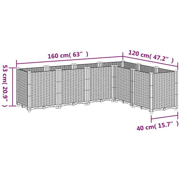 vidaXL Ζαρντινιέρα Κήπου Μπλε Γκρι 160x120x53 εκ. Πολυπροπυλένιο