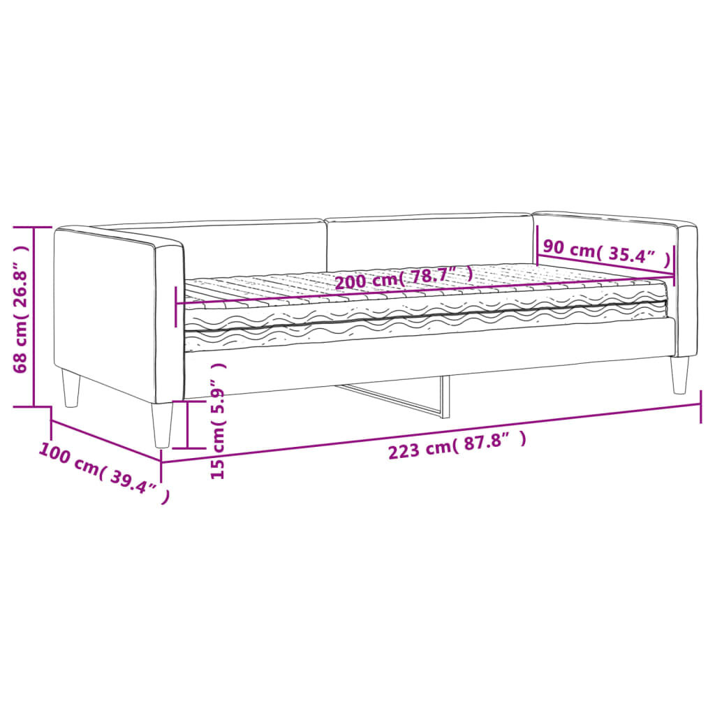 vidaXL Καναπές Κρεβάτι με Στρώμα Taupe 90 x 200 εκ. Υφασμάτινο