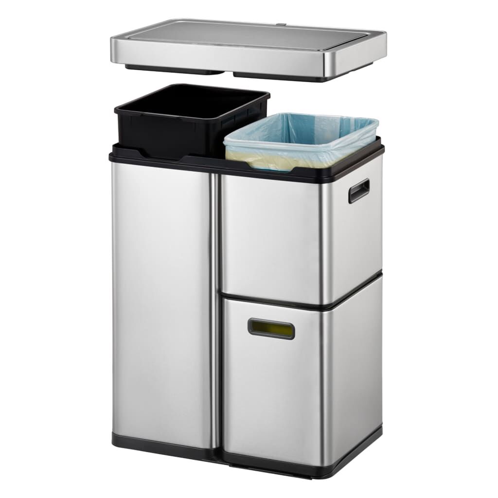 EKO Κάδος με Αισθητήρα Mirage Plus Ματ Ασημί 1x30 Λίτρα + 2x15 Λίτρα
