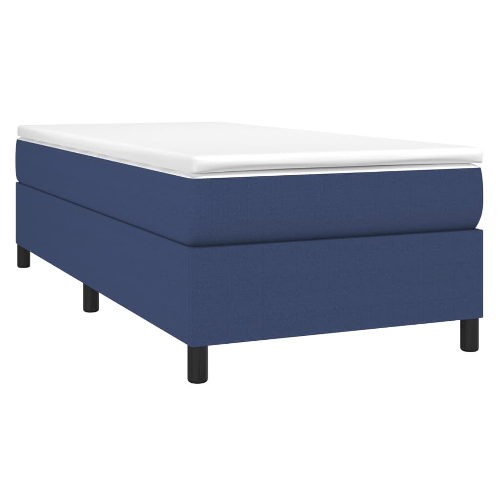 vidaXL Κρεβάτι Boxspring με Στρώμα Μπλε 90x190 εκ.Υφασμάτινο