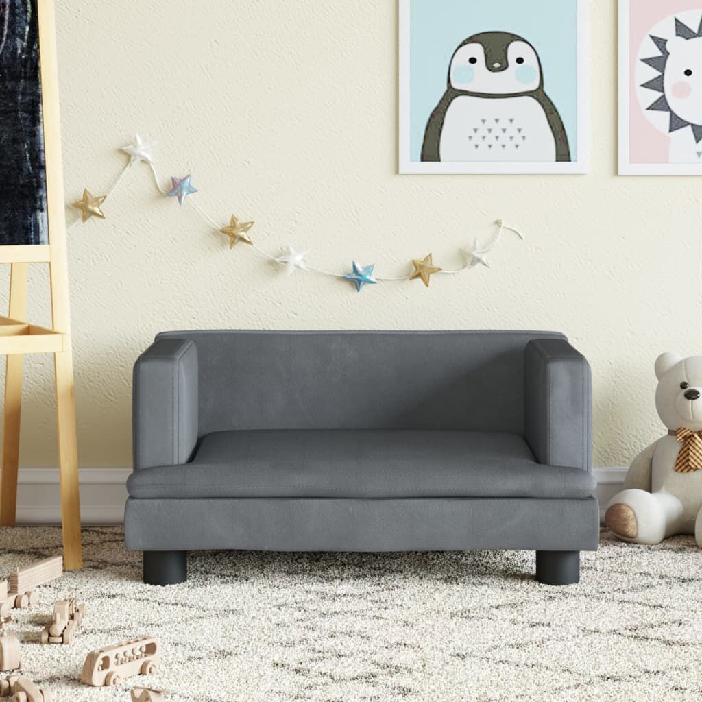 vidaXL Καναπές Παιδικός Σκούρο Γκρι 60 x 40 x 30 εκ. από Βελούδο