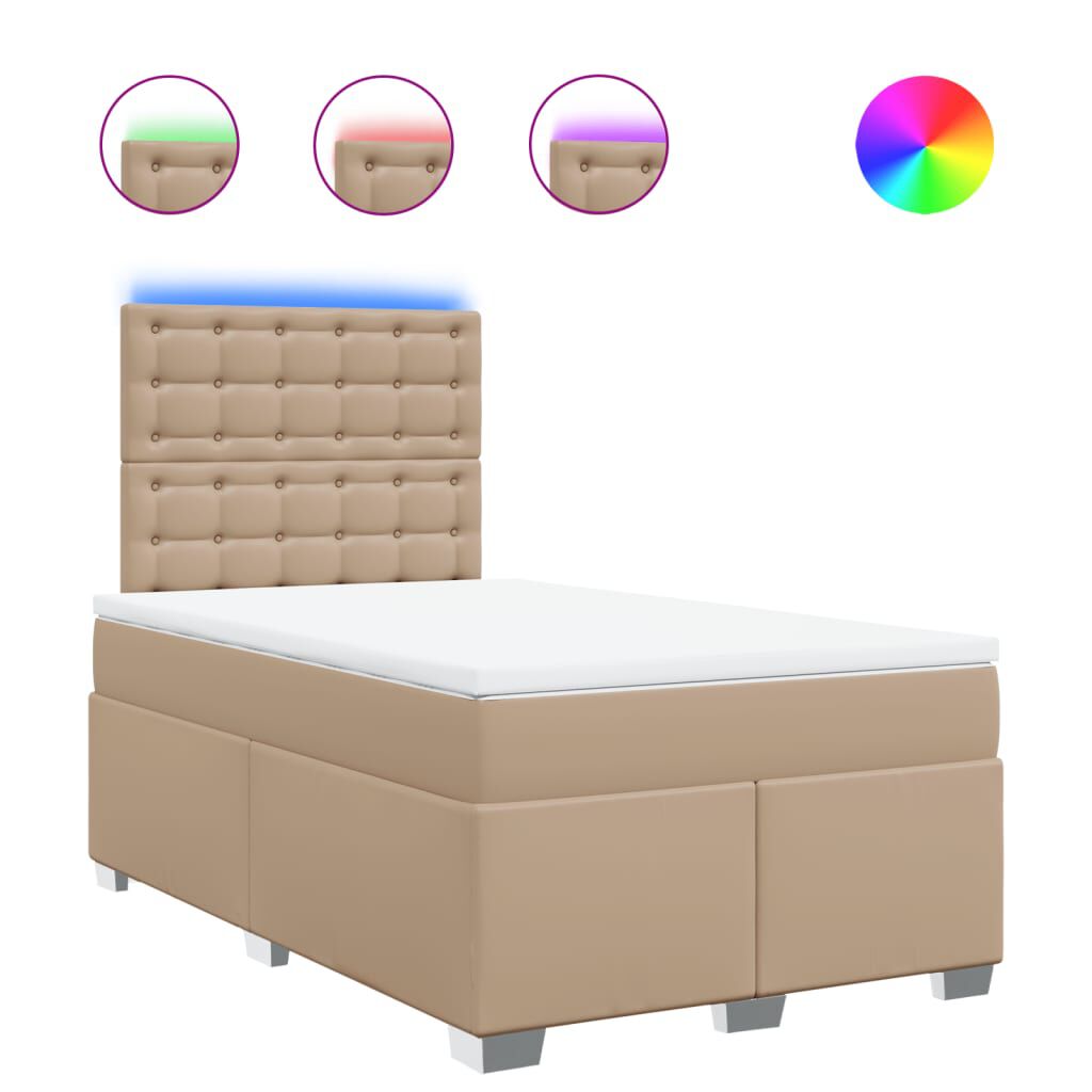 vidaXL Κρεβάτι Boxspring με Στρώμα Καπουτσίνο 120x190εκ.από Συνθ.Δέρμα