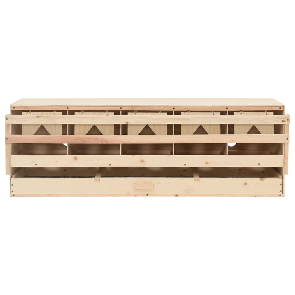 vidaXL Φωλιά για Κότες με 5 Θέσεις 117x33x38 εκ. από Μασίφ Ξύλο Πεύκου