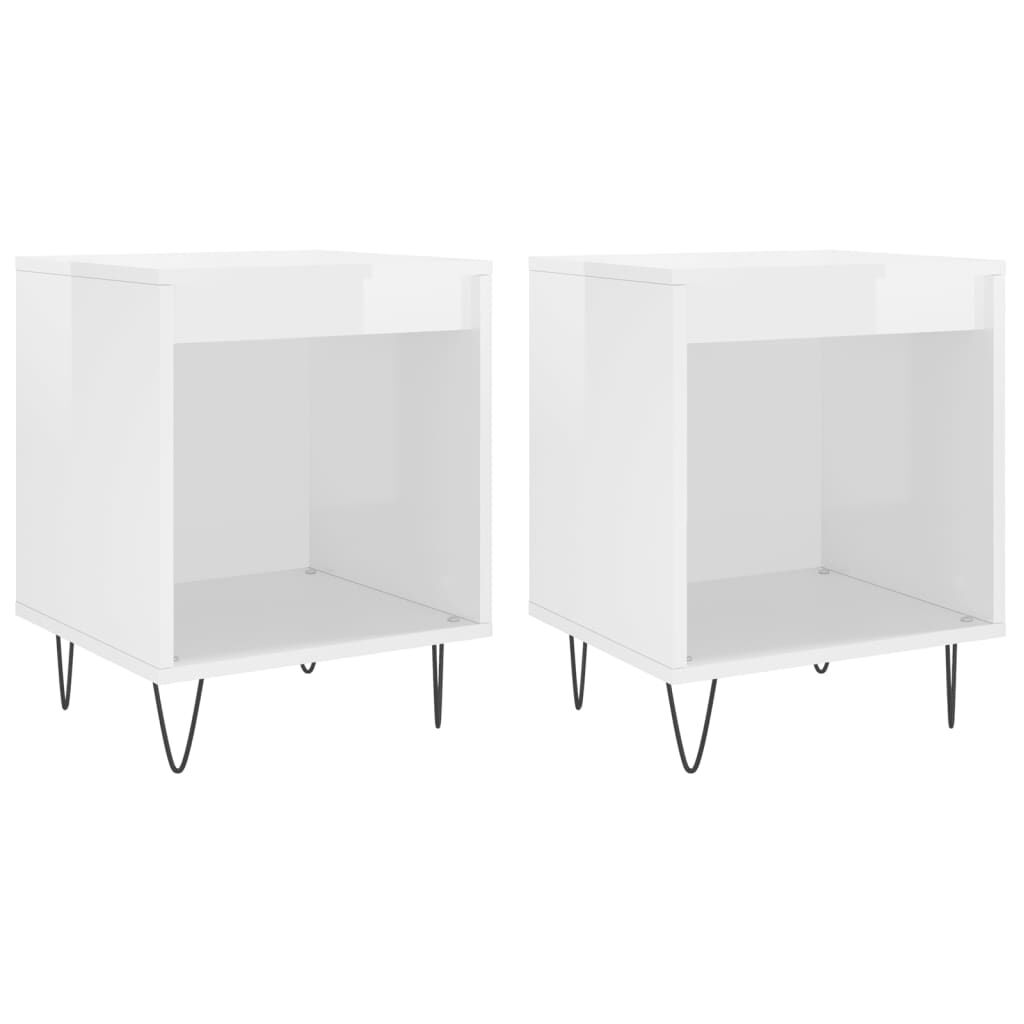 vidaXL Κομοδίνα 2 τεμ. Γυαλ. Λευκό 40 x 35 x 50 εκ. Επεξεργασμένο Ξύλο
