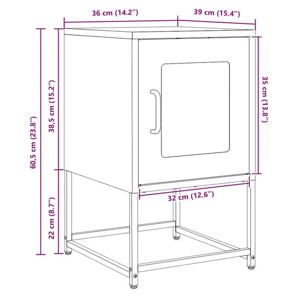 vidaXL Κομοδίνο Ανθρακί 36x39x60,5 cm από χάλυβα ψυχρής έλασης