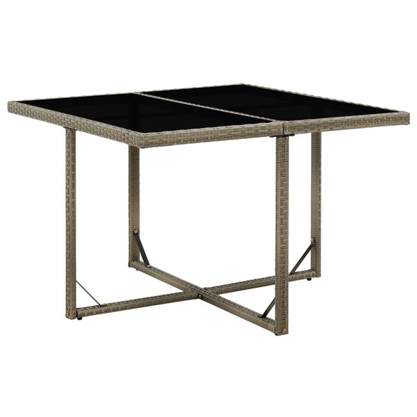 vidaXL Τραπέζι Κήπου Γκρι 109 x 107 x 74 εκ. Συνθετικό Ρατάν & Γυαλί