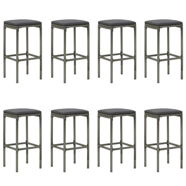 vidaXL Σετ Επίπλων Μπαρ Κήπου 9 τεμ. Γκρι Συνθετικό Ρατάν με Μαξιλάρια