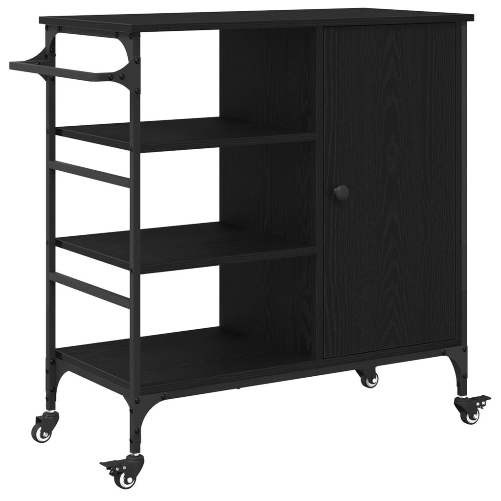 vidaXL Τρενάκι Κουζίνας Μαύρο Δρυς 87.5x38.5x84.5 cm Επεξεργασμένο Ξύλο