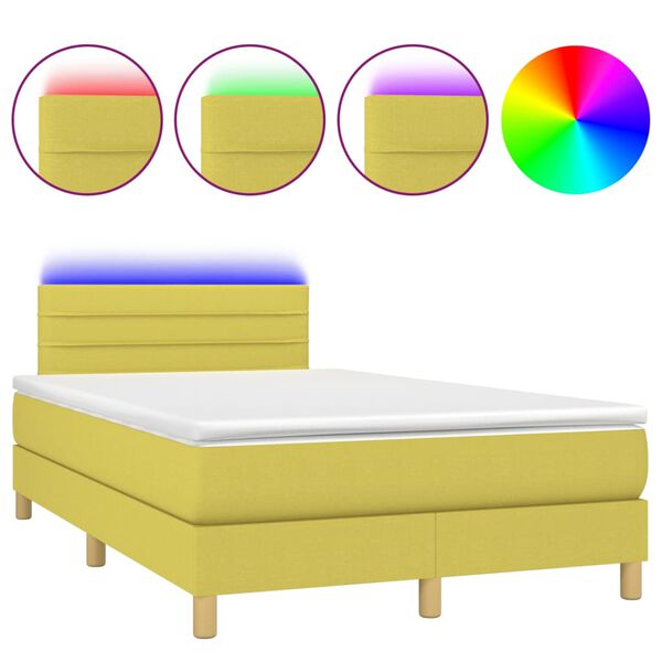 vidaXL &Kappa;&rho;&epsilon;&beta;ά&tau;&iota; Boxspring &mu;&epsilon; &Sigma;&tau;&rho;ώ&mu;&alpha; & LED &Pi;&rho;ά&sigma;&iota;&nu;&omicron; 120x200 &epsilon;&kappa; &Upsilon;&phi;&alpha;&sigma;&mu;ά&tau;&iota;&nu;&omicron;