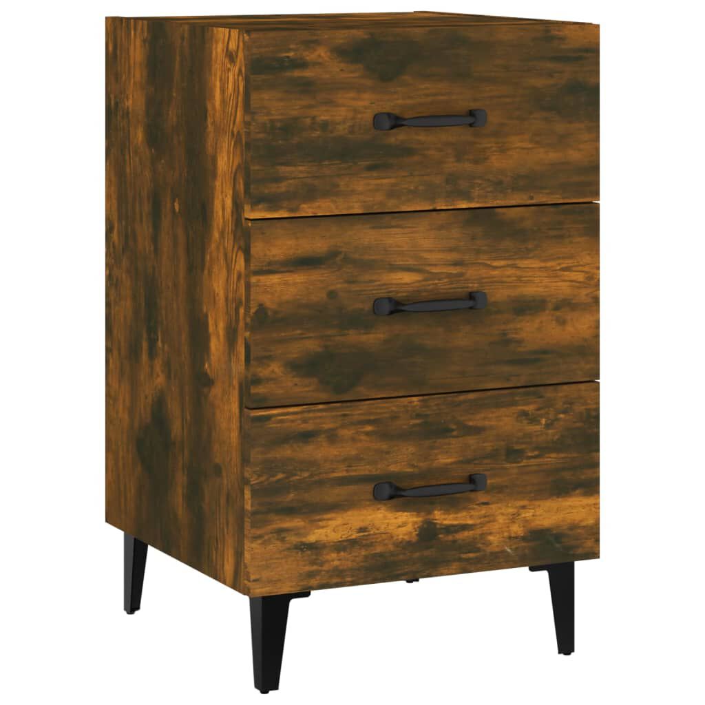 vidaXL Κομοδίνο Καπνιστή Δρυς 40 x 40 x 66 εκ. από Επεξεργασμένο Ξύλο