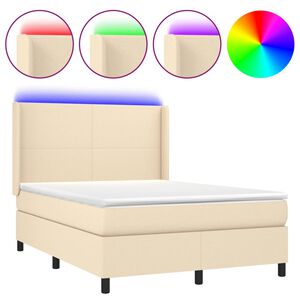vidaXL &Kappa;&rho;&epsilon;&beta;ά&tau;&iota; Boxspring &mu;&epsilon; &Sigma;&tau;&rho;ώ&mu;&alpha; & LED &Kappa;&rho;&epsilon;&mu; 140x190 &epsilon;&kappa;. &Upsilon;&phi;&alpha;&sigma;&mu;ά&tau;&iota;&nu;&omicron;