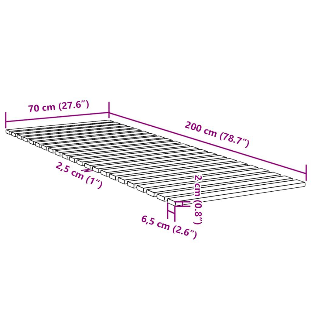 vidaXL Τάβλες Κρεβατιού 70 x 200 εκ. από Μασίφ Ξύλο Πεύκου