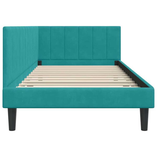 vidaXL Κρεβάτι Γωνίας με κεφαλάρι Τιρκουάζ 100 x 200 cm Βελούδο