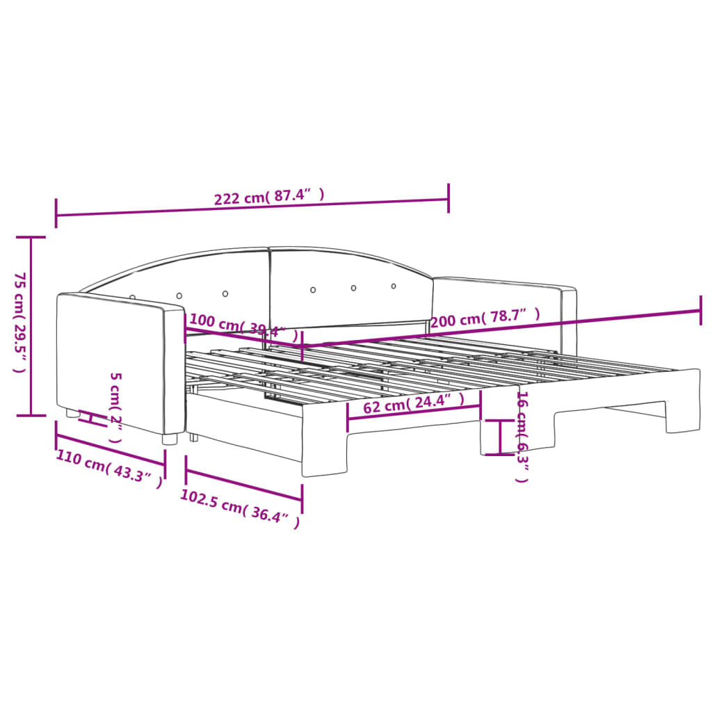 vidaXL Καναπές Κρεβάτι Συρόμενος Ροζ 100x200 εκ. Βελούδινος