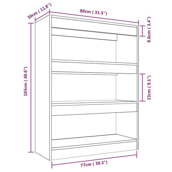 vidaXL Βιβλιοθήκη/Διαχωρ. Χώρου Μαύρο 80x30x103 εκ. Επεξεργασμένο Ξύλο