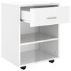 vidaXL Ντουλάπι Τροχήλατο Λευκό Γυαλ. 46 x 36 x 59 εκ. από Επεξ. Ξύλο