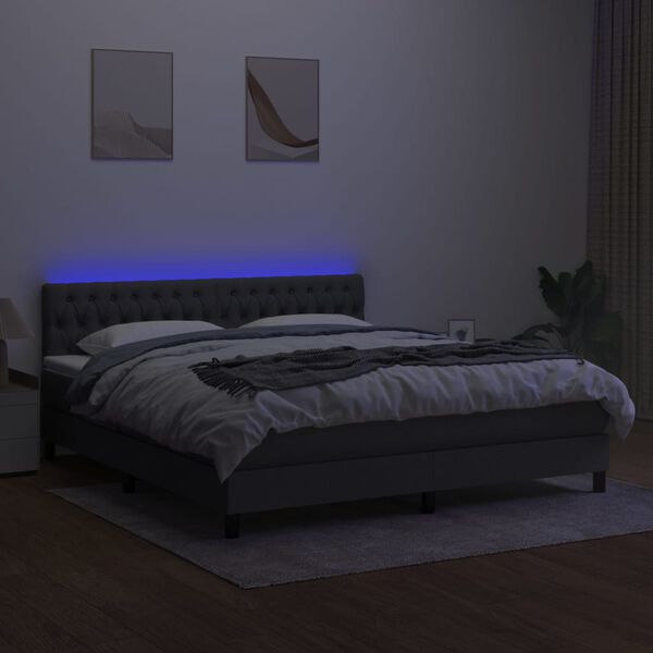 vidaXL &Kappa;&rho;&epsilon;&beta;ά&tau;&iota; Boxspring &mu;&epsilon; &Sigma;&tau;&rho;ώ&mu;&alpha; & LED &Sigma;&kappa;.&Gamma;&kappa;&rho;&iota; 160x200 &epsilon;&kappa; &Upsilon;&phi;&alpha;&sigma;&mu;ά&tau;&iota;&nu;&omicron;