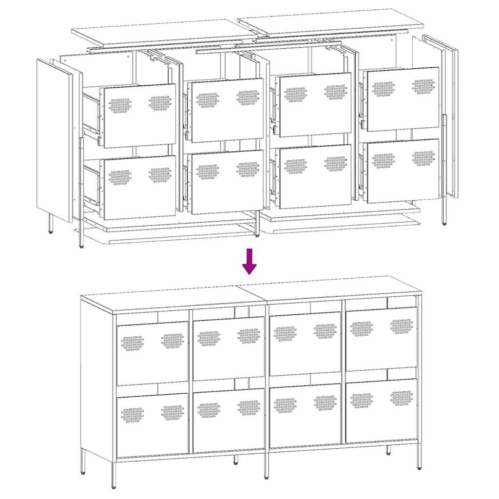 vidaXL Sideboard Ελαιοπράσινο 135x39x73,5 cm Ατσάλι ψυχρής έλασης