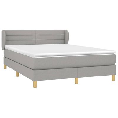 vidaXL Κρεβάτι Boxspring με Στρώμα Ανοιχτό Γκρι 140x200 εκ. Υφασμάτινο