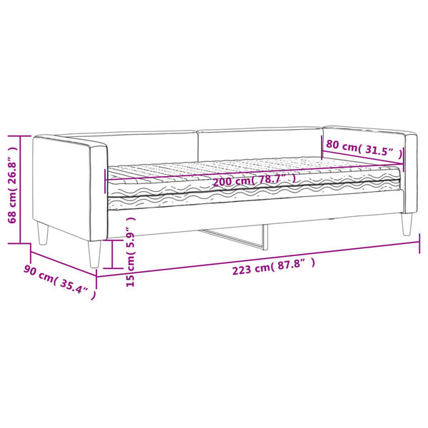 vidaXL Καναπές Κρεβάτι με Στρώμα Ανοιχτό Γκρι 80 x 200 εκ. Υφασμάτινο